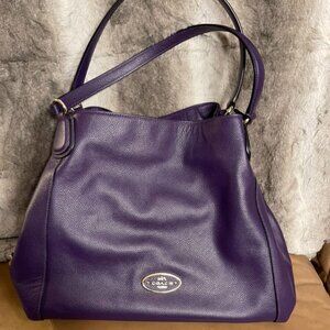 Coach Purple Leather Edie Shoulder Bag